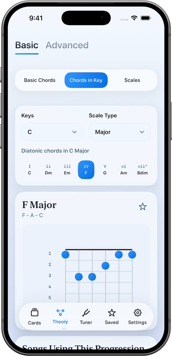 Harmony and key training screen in Accord